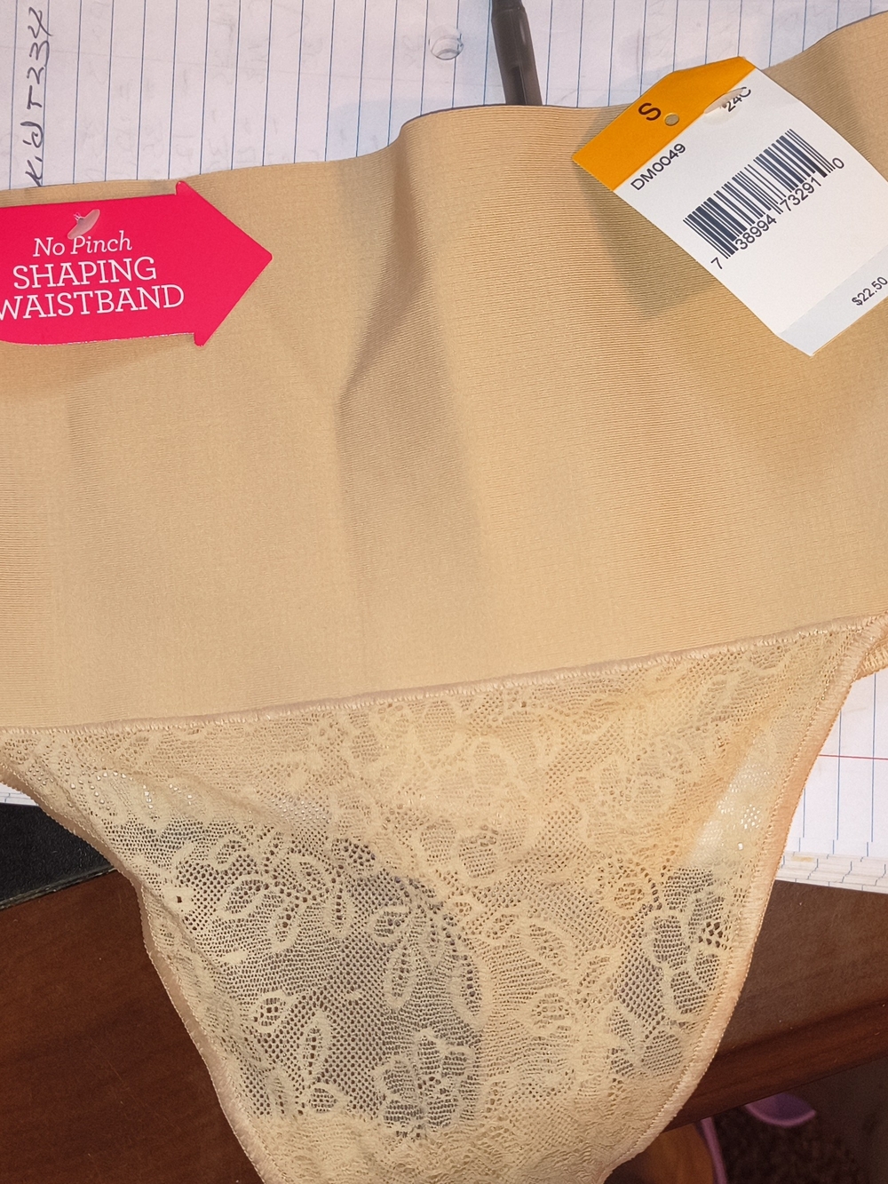 No Pinch Shaping Waistband High-Waist Lace Briefs - Nude